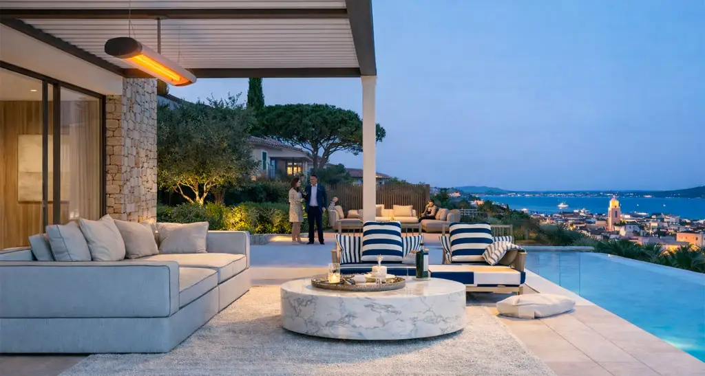 Chauffage de Terrasse de Luxe à Saint-Tropez : Heatscope & Heatstrip